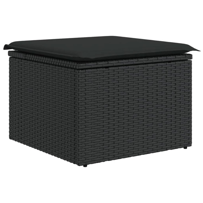 Set mobilier de grădină cu perne, 13 piese, negru, poliratan - WALTI WALTI