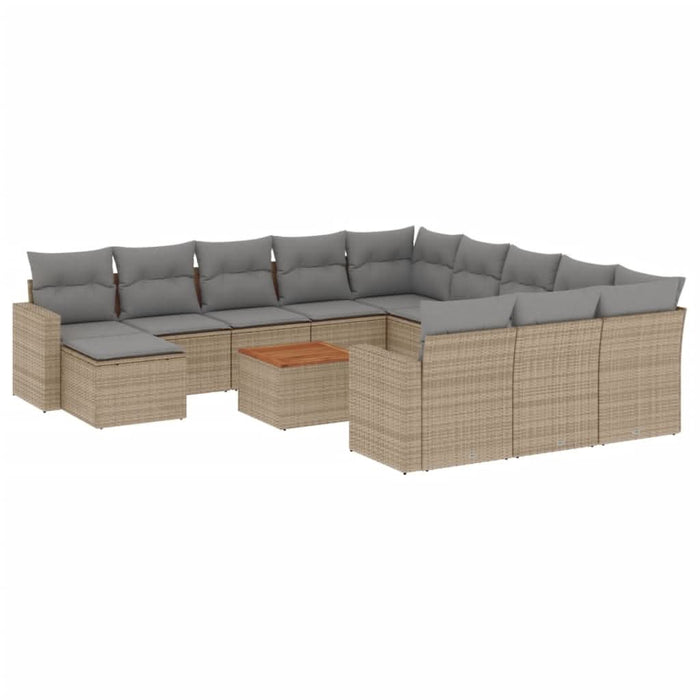 Set canapele de grădină, 13 piese, cu perne, bej, poliratan - WALTI WALTI
