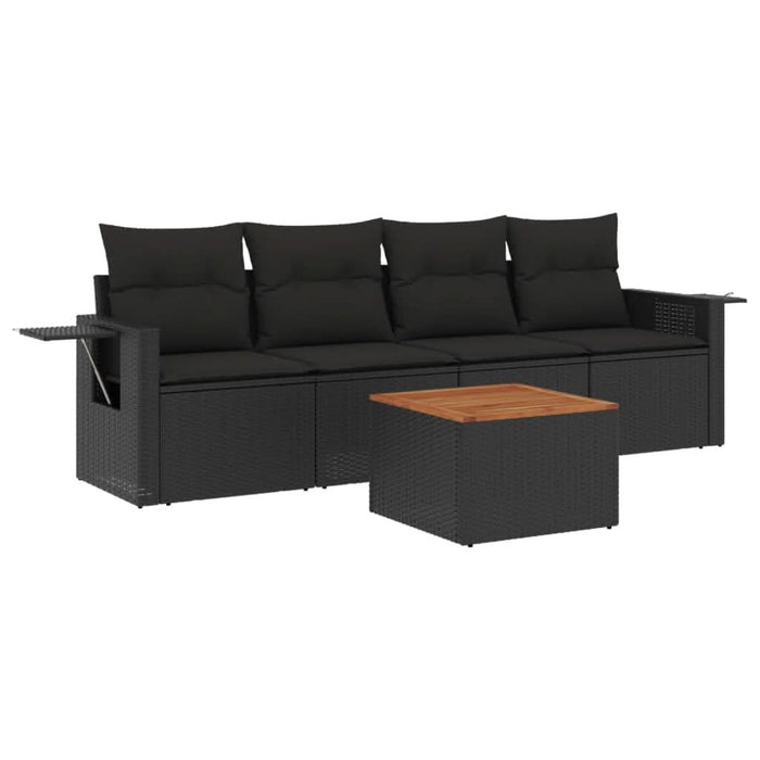 Set mobilier de grădină cu perne, 5 piese, negru, poliratan - WALTI WALTI
