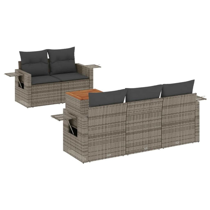 Set mobilier grădină cu perne, 6 piese, gri, poliratan - WALTI WALTI