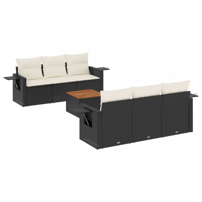 Set canapele de grădină cu perne, 7 piese, negru, poliratan - WALTI WALTI