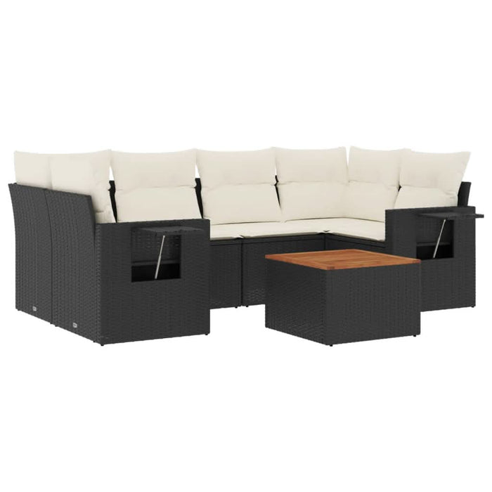 Set canapele de grădină cu perne, 7 piese, negru, poliratan - WALTI WALTI