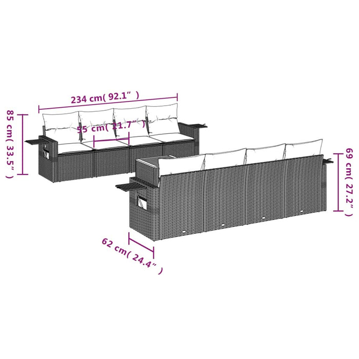 Set mobilier de grădină cu perne, 9 piese, negru, poliratan - WALTI WALTI