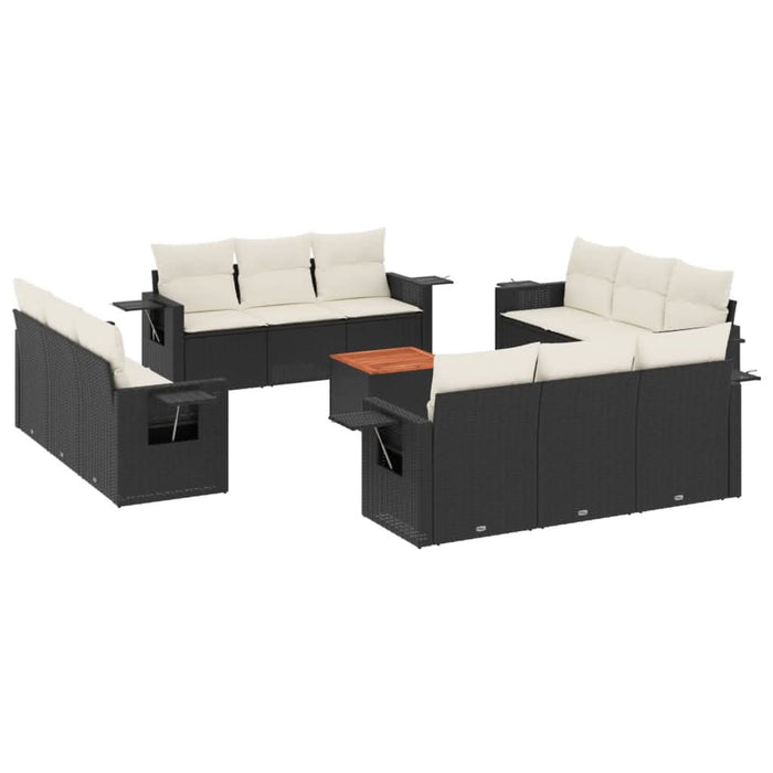 Set mobilier de grădină cu perne, 13 piese, negru, poliratan - WALTI WALTI