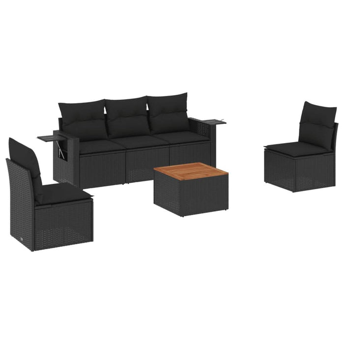 Set mobilier de grădină cu perne, 6 piese, negru, poliratan - WALTI WALTI
