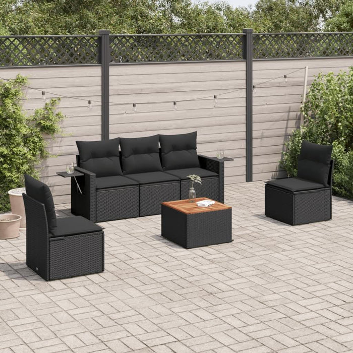 Set mobilier de grădină cu perne, 6 piese, negru, poliratan - WALTI WALTI