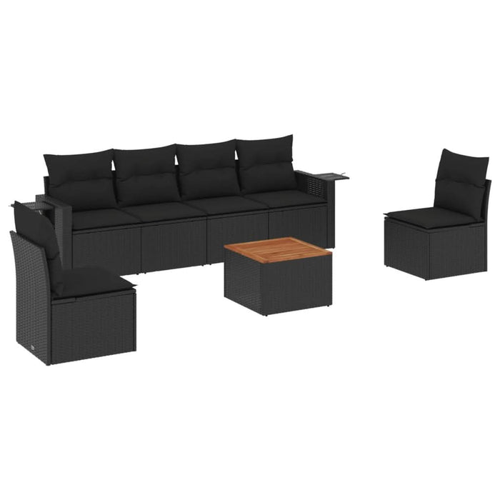 Set canapele de grădină cu perne, 7 piese, negru, poliratan - WALTI WALTI