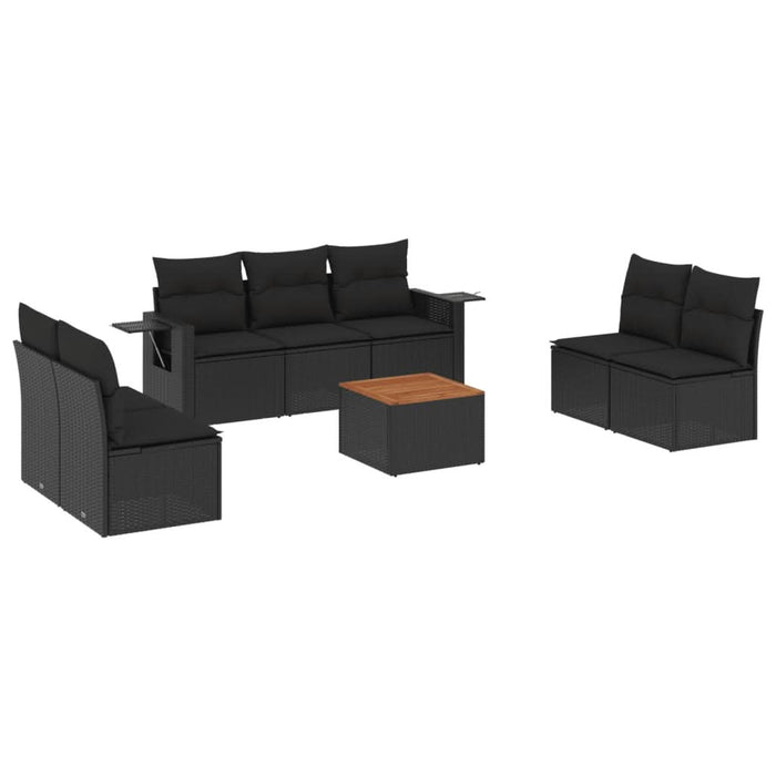 Set mobilier de grădină cu perne, 8 piese, negru, poliratan - WALTI WALTI