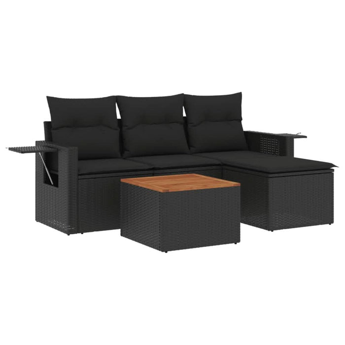 Set mobilier de grădină cu perne, 5 piese, negru, poliratan - WALTI WALTI