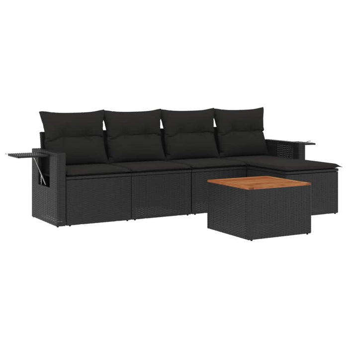 Set mobilier de grădină cu perne, 6 piese, negru, poliratan - WALTI WALTI