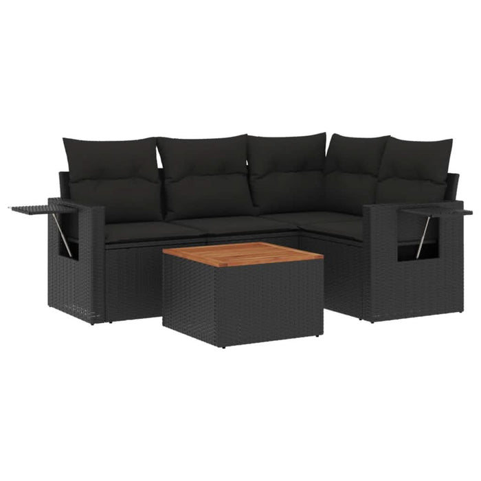 Set mobilier de grădină cu perne, 5 piese, negru, poliratan - WALTI WALTI