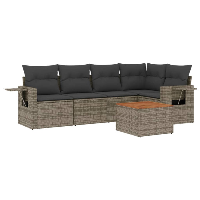 Set mobilier grădină cu perne, 6 piese, gri, poliratan - WALTI WALTI