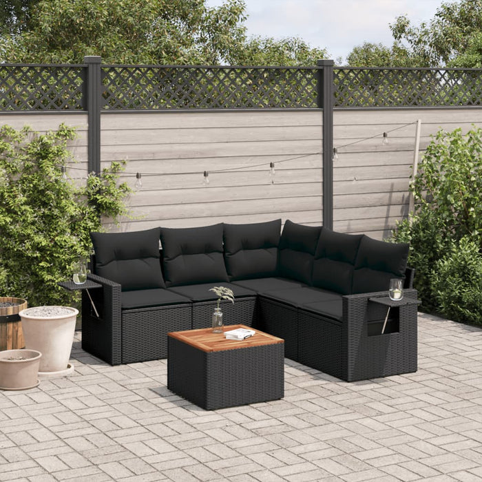 Set mobilier de grădină cu perne, 6 piese, negru, poliratan - WALTI WALTI