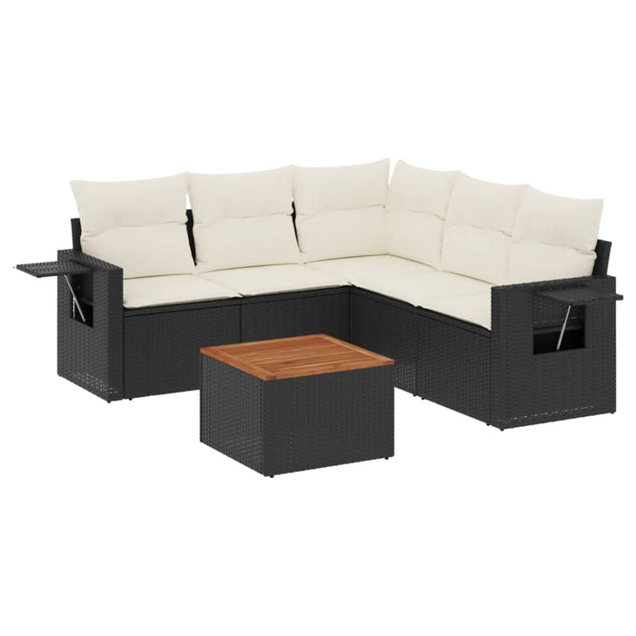 Set mobilier de grădină cu perne, 6 piese, negru, poliratan - WALTI WALTI