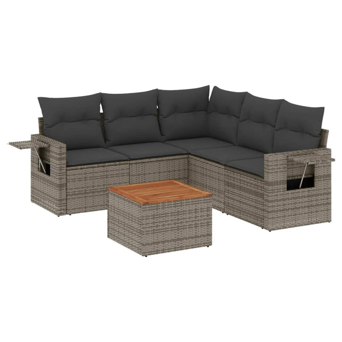 Set mobilier grădină cu perne, 6 piese, gri, poliratan - WALTI WALTI