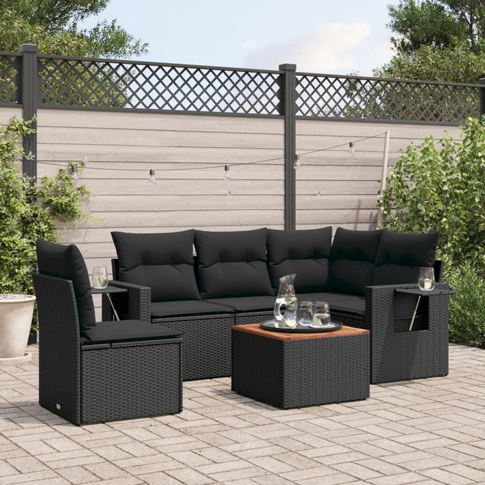 Set mobilier de grădină cu perne, 6 piese, negru, poliratan - WALTI WALTI