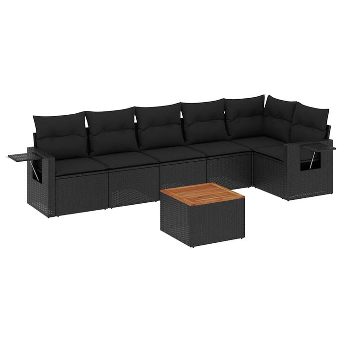 Set canapele de grădină cu perne, 7 piese, negru, poliratan - WALTI WALTI