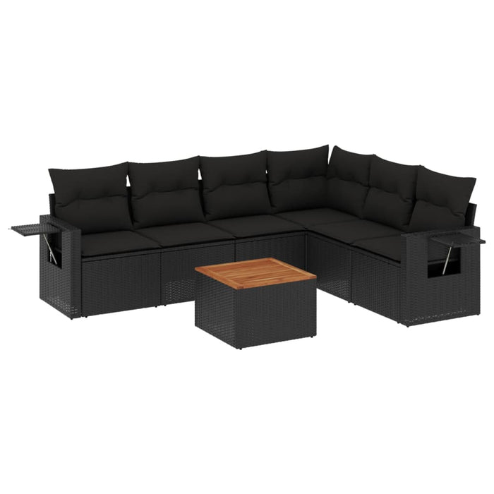 Set canapele de grădină cu perne, 7 piese, negru, poliratan - WALTI WALTI