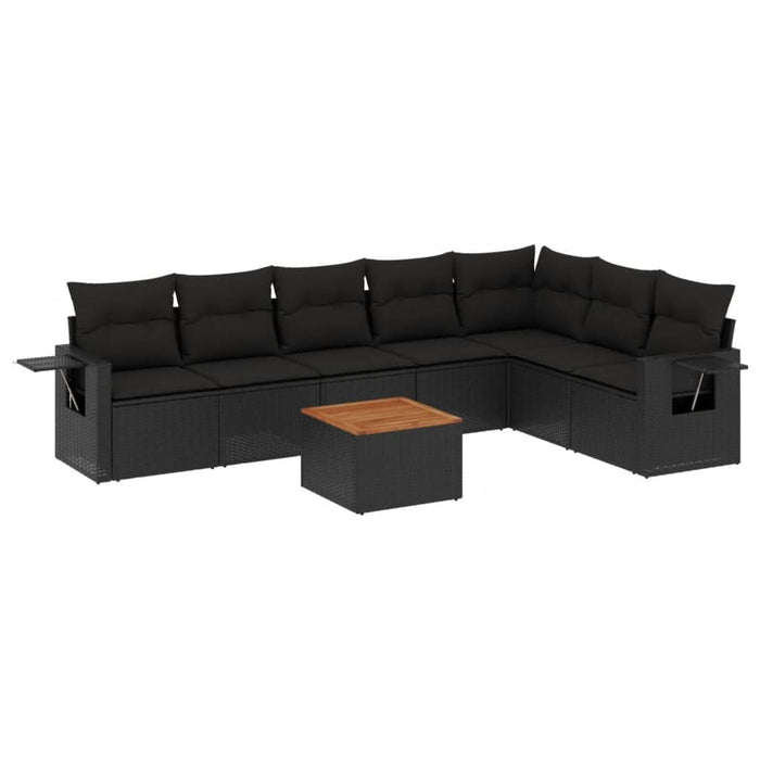 Set mobilier de grădină cu perne, 8 piese, negru, poliratan - WALTI WALTI