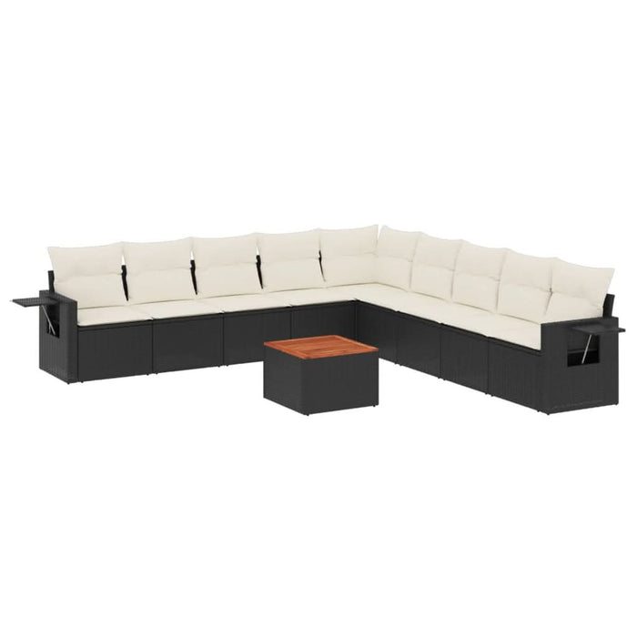 Set canapele de grădină cu perne, 10 piese, negru, poliratan - WALTI WALTI