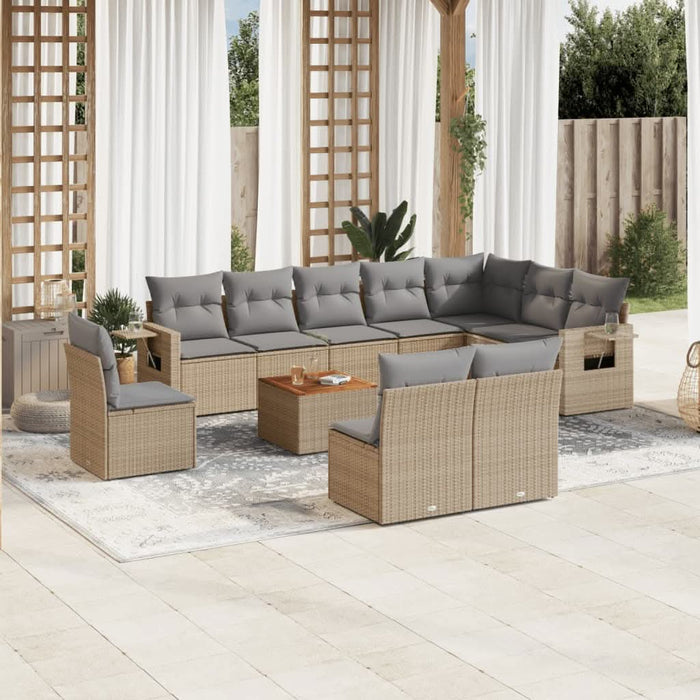 Set canapele de grădină, 11 piese, cu perne, bej, poliratan - WALTI WALTI
