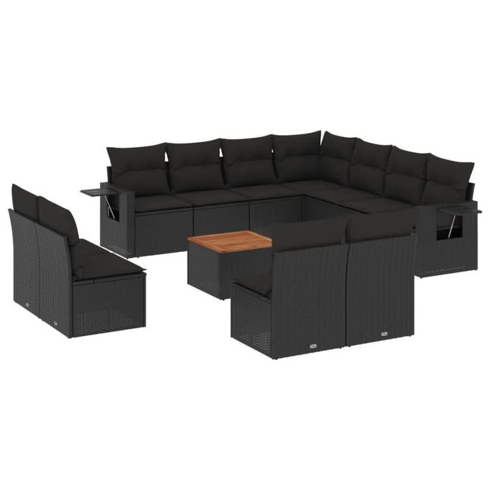 Set canapele de grădină, 12 piese, cu perne, negru, poliratan - WALTI WALTI