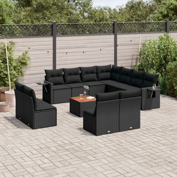 Set canapele de grădină, 12 piese, cu perne, negru, poliratan - WALTI WALTI