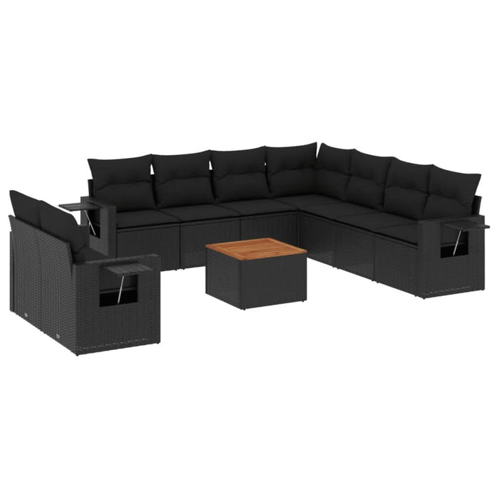 Set canapele de grădină cu perne, 10 piese, negru, poliratan - WALTI WALTI