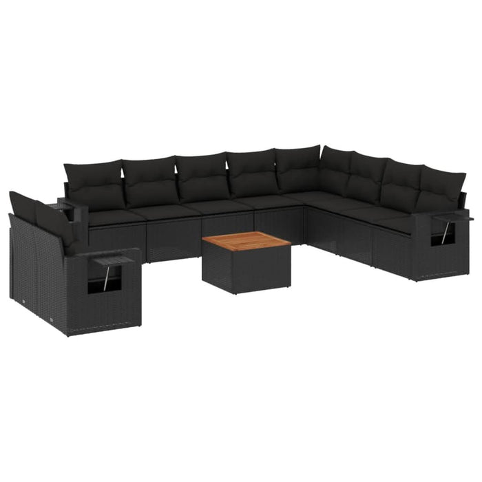 Set canapele de grădină cu perne, 11 piese, negru, poliratan - WALTI WALTI