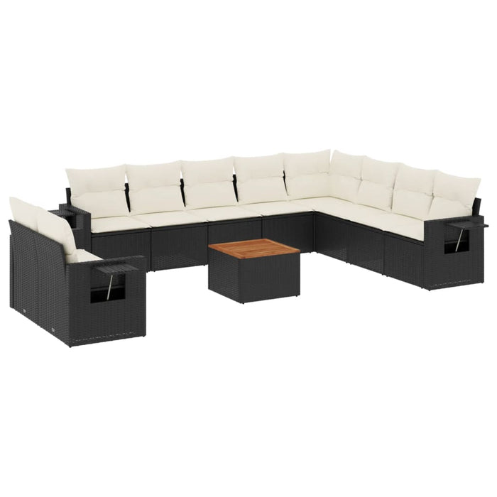 Set canapele de grădină cu perne, 11 piese, negru, poliratan - WALTI WALTI