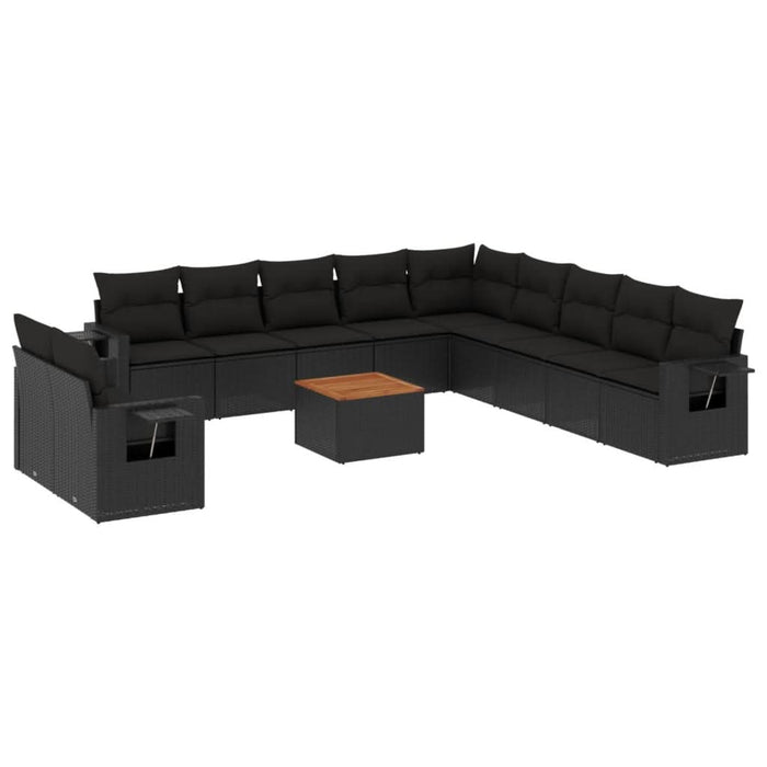 Set canapele de grădină, 12 piese, cu perne, negru, poliratan - WALTI WALTI