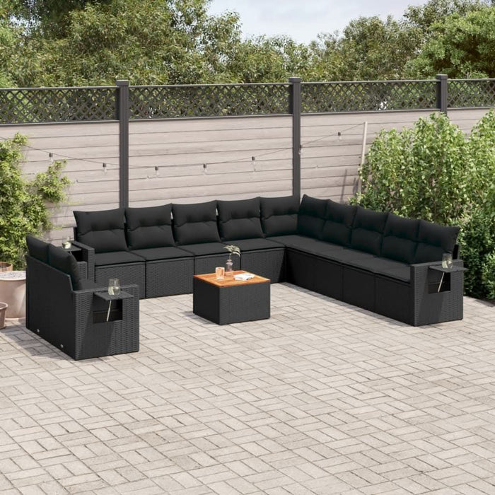 Set canapele de grădină, 12 piese, cu perne, negru, poliratan - WALTI WALTI