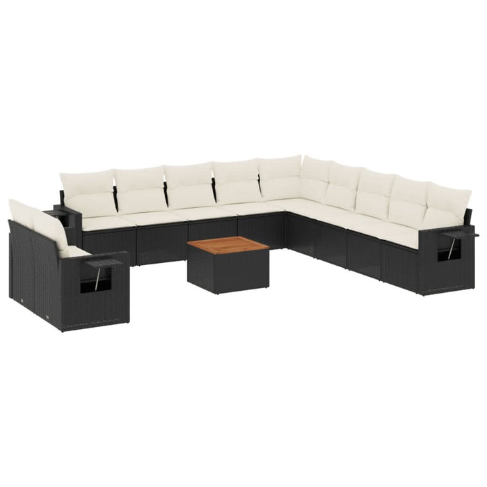 Set canapele de grădină, 12 piese, cu perne, negru, poliratan - WALTI WALTI