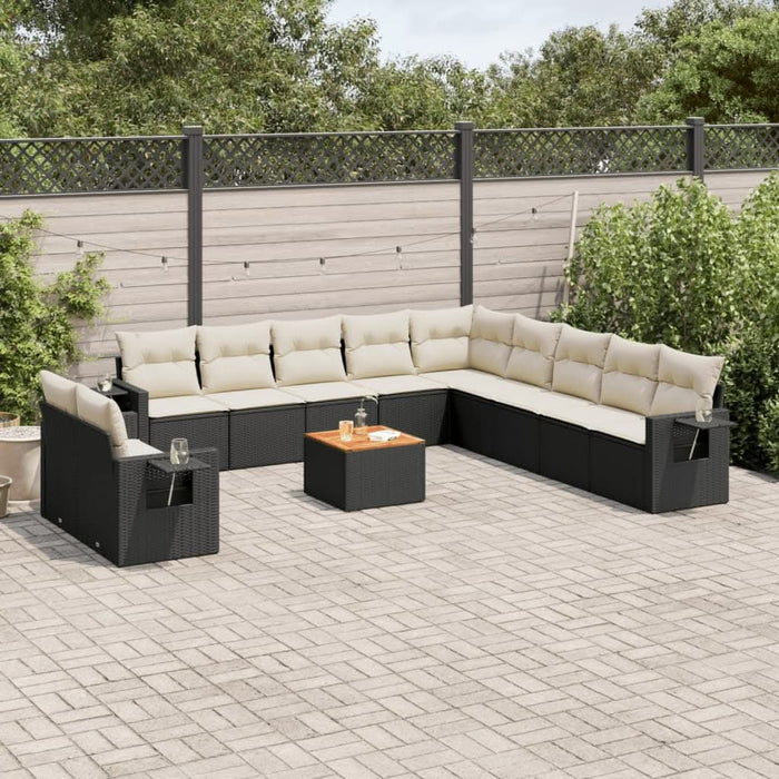 Set canapele de grădină, 12 piese, cu perne, negru, poliratan - WALTI WALTI