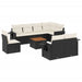 Set mobilier de grădină cu perne, 9 piese, negru, poliratan - WALTI WALTI