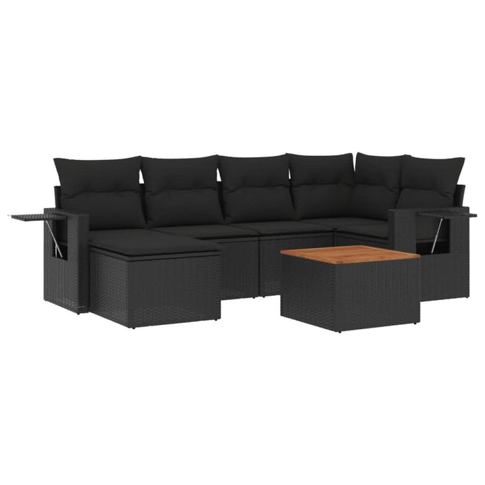 Set canapele de grădină cu perne, 7 piese, negru, poliratan - WALTI WALTI
