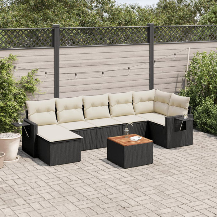 Set mobilier de grădină cu perne, 8 piese, negru, poliratan - WALTI WALTI