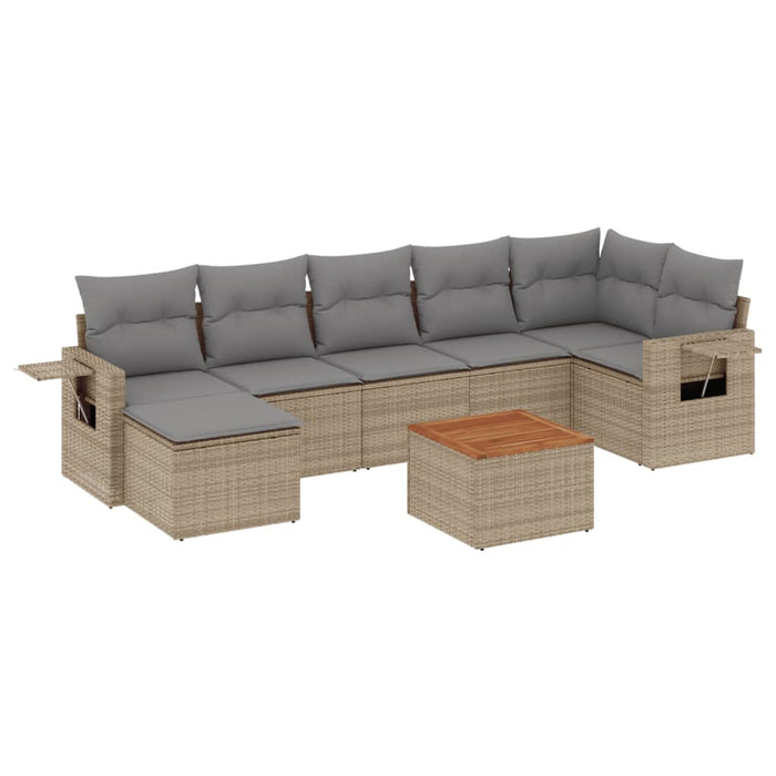 Set canapele de grădină, 8 piese, cu perne, bej, poliratan WALTI