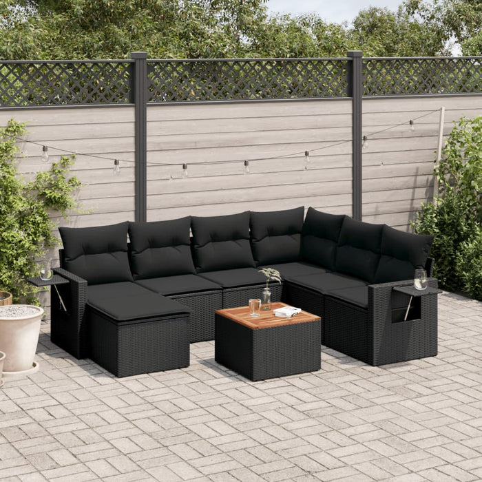 Set mobilier de grădină cu perne, 8 piese, negru, poliratan - WALTI WALTI