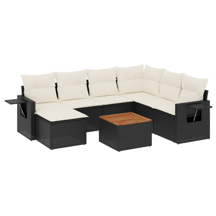 Set mobilier de grădină cu perne, 8 piese, negru, poliratan - WALTI WALTI