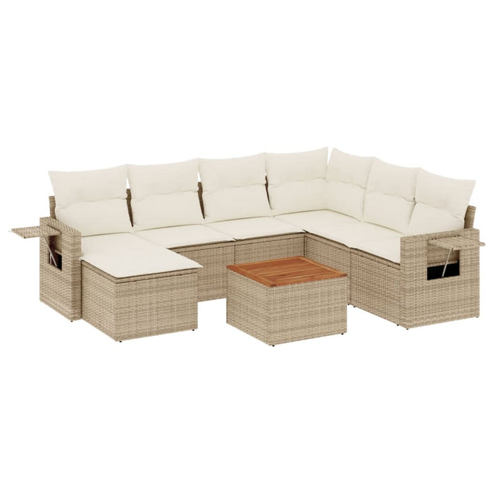 Set canapele de grădină, 8 piese, cu perne, bej, poliratan WALTI