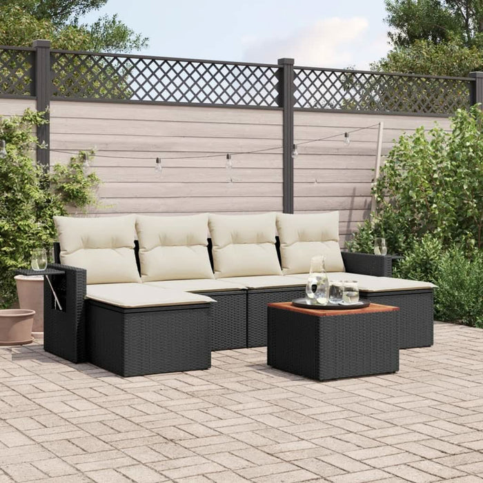 Set canapele de grădină cu perne, 7 piese, negru, poliratan - WALTI WALTI