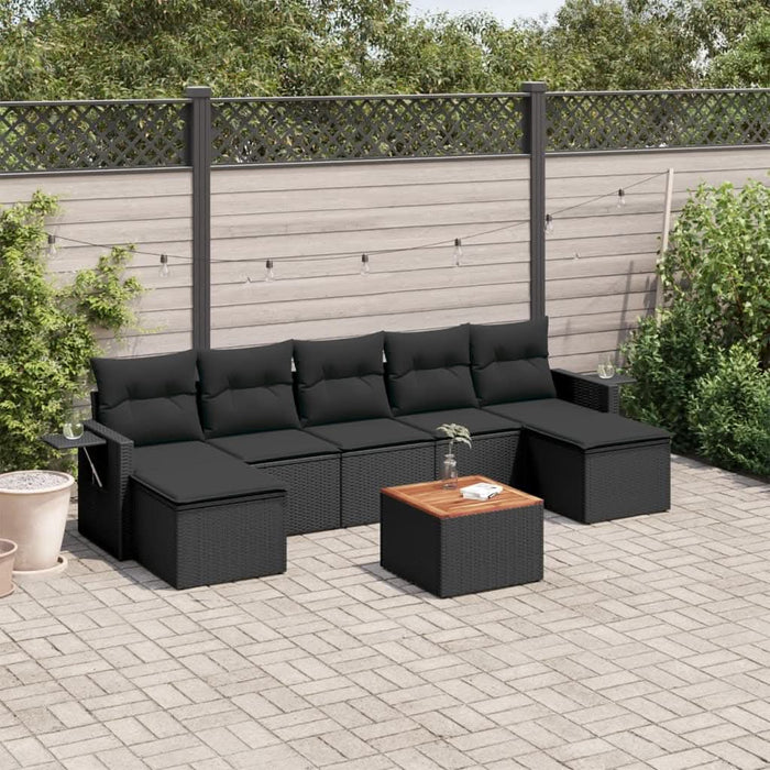 Set mobilier de grădină cu perne, 8 piese, negru, poliratan - WALTI WALTI