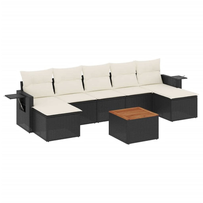 Set mobilier de grădină cu perne, 8 piese, negru, poliratan - WALTI WALTI