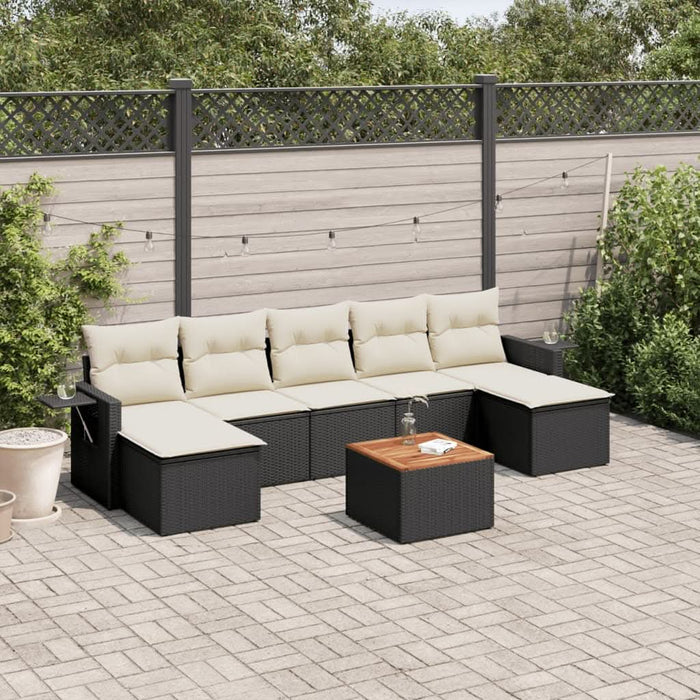 Set mobilier de grădină cu perne, 8 piese, negru, poliratan - WALTI WALTI