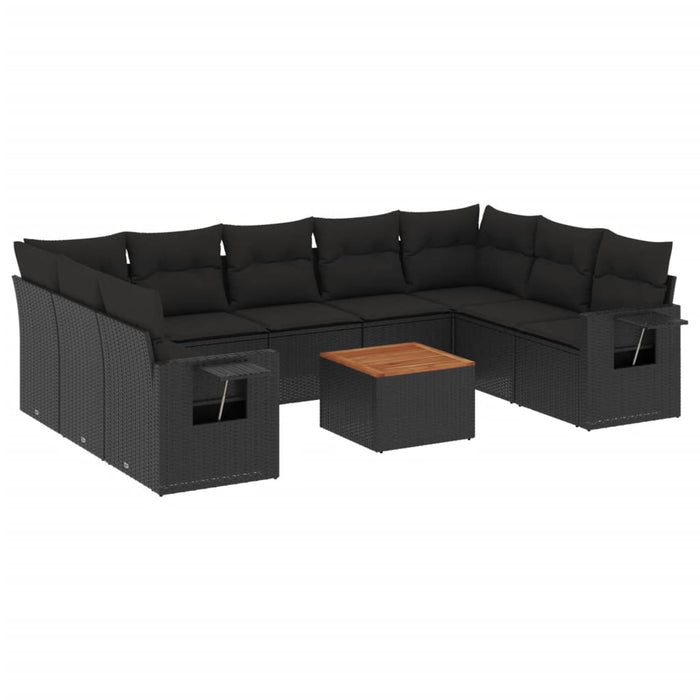 Set canapele de grădină cu perne, 10 piese, negru, poliratan - WALTI WALTI
