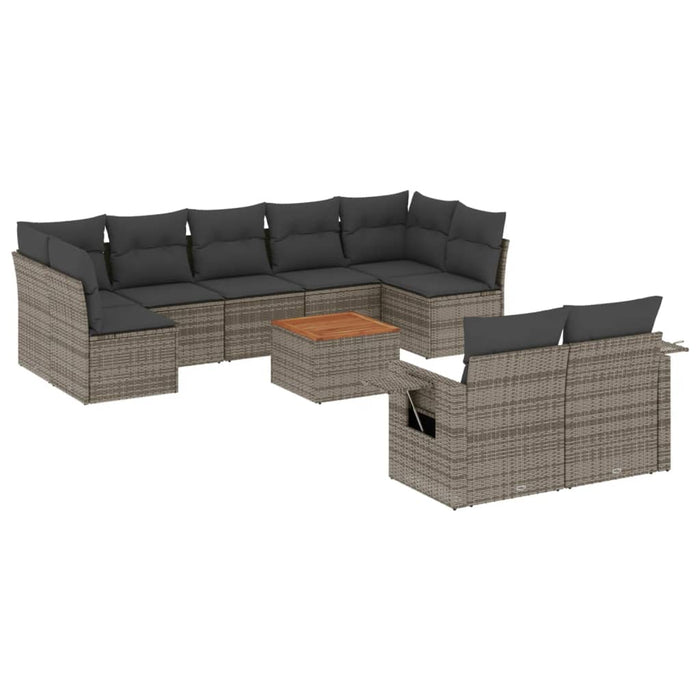 Set mobilier de grădină cu perne, 10 piese, gri, poliratan - WALTI WALTI