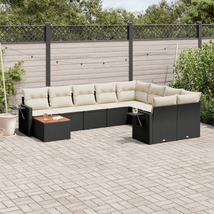 Set canapele de grădină cu perne, 10 piese, negru, poliratan - WALTI WALTI