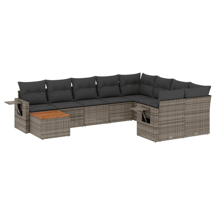 Set mobilier de grădină cu perne, 10 piese, gri, poliratan - WALTI WALTI