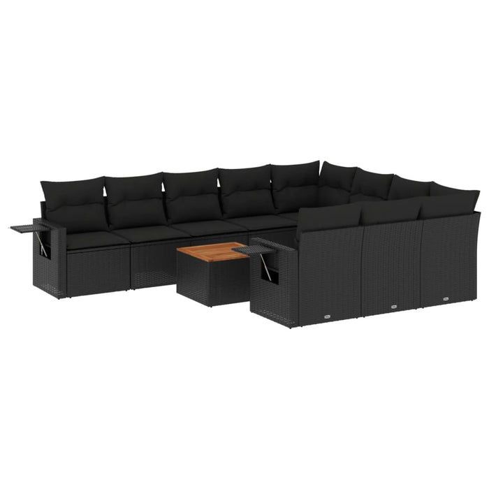 Set canapele de grădină cu perne, 11 piese, negru, poliratan - WALTI WALTI